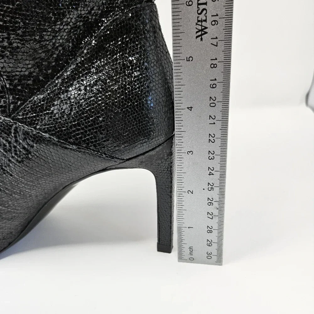 Allsaints Orlana Shimmer Black Boots Sz 10 Shimmery Leather Pointed Toe fall